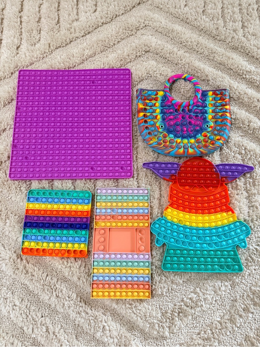 Colorful Rainbow Silicone Pop It Fidget Toy Bundle